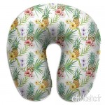 Travel Pillow Topical Hibiscus Flowers Pineapple Memory Foam U Neck Pillow for Lightweight Support in Airplane Car Train Bus - B07VB3PZZW